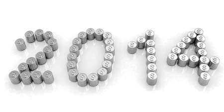 New Year 2014 on a white backgroundの写真素材