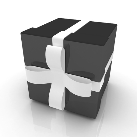 Bright christmas gift on a white background の写真素材