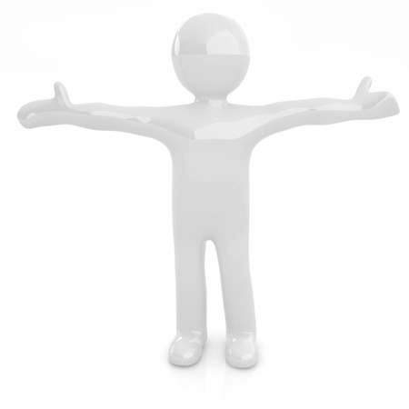3D man happy man with wide open hands の写真素材