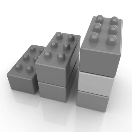 Building blocks efficiency concept on white 