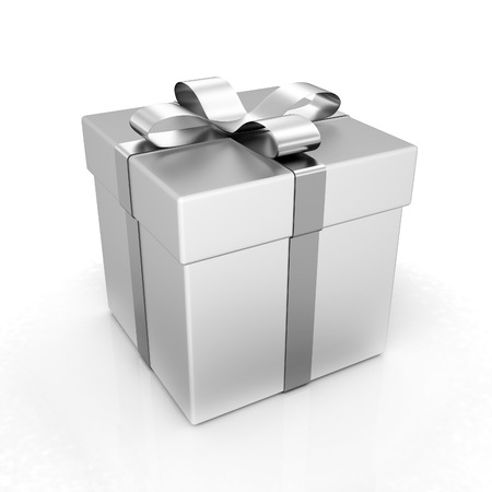 Bright christmas gift on a white background の写真素材