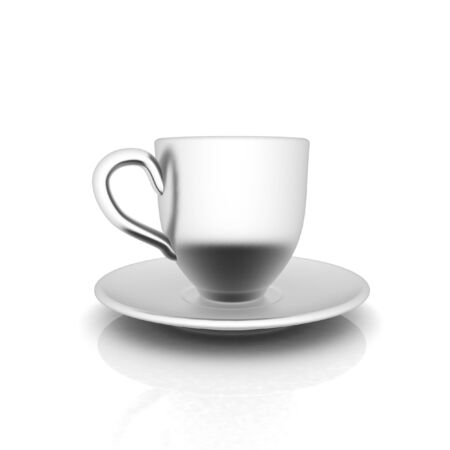 Cup on a saucer on white background の写真素材