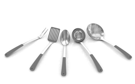 cutlery on white background の写真素材