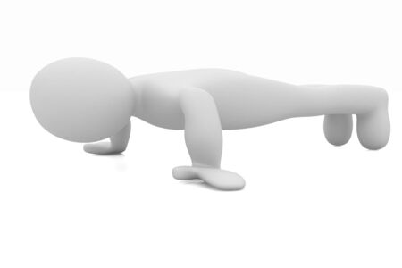 3d man isolated on white. Series: morning exercises - making push upsの写真素材