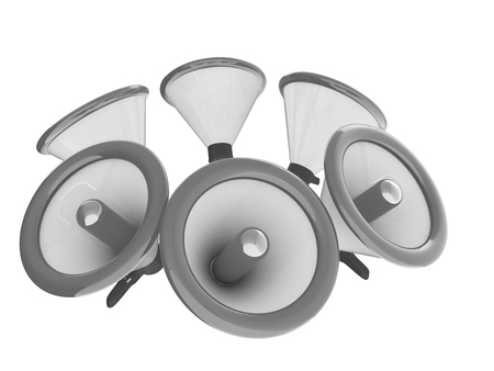 Loudspeakers as announcement icon. Illustration on white の写真素材