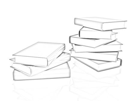 colorful real books on a white backgroundの写真素材