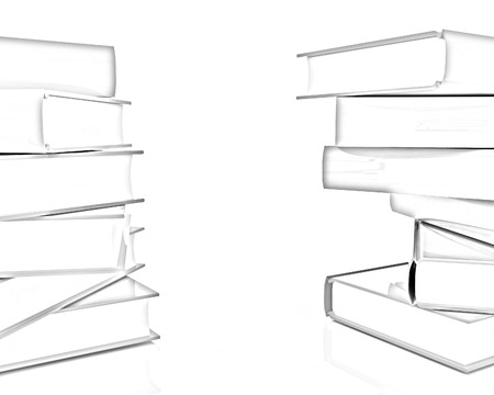 colorful real books on a white backgroundの写真素材