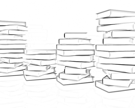 colorful real books on a white backgroundの写真素材
