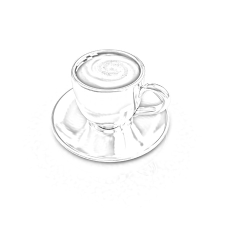 Coffee cup on saucer on a white backgroundの写真素材