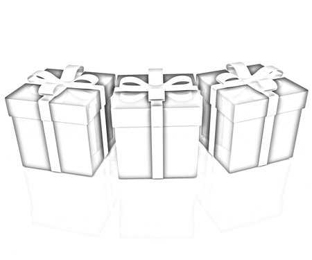 Bright christmas gift on a white backgroundの写真素材