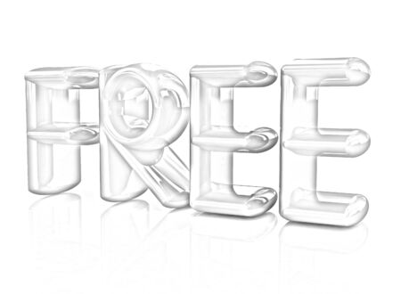 3d colorfull text " FREE" isolated on mirror floorの写真素材