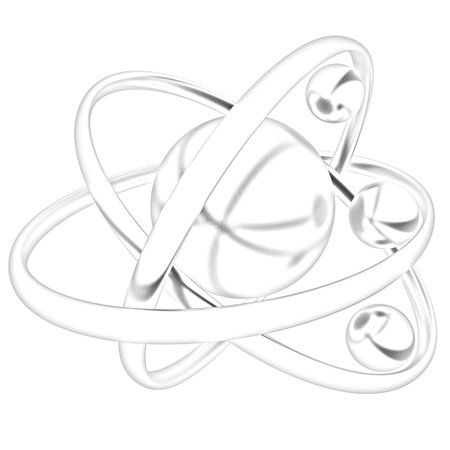 3d atom isolated on white backgroundの写真素材