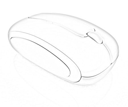 Blue metallic computer mouse on white backgroundの写真素材