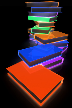 Colorful real books on a black backgroundの写真素材