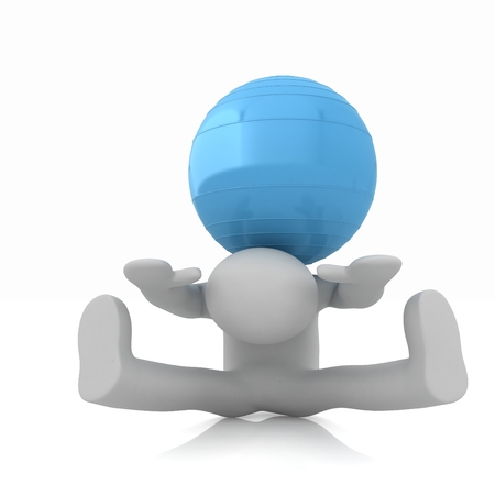 3d man exercising position on fitness ball. My biggest pilates seriesの写真素材