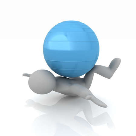 3d man exercising position on fitness ball. My biggest pilates seriesの写真素材