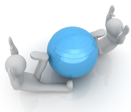 3d man exercising position on fitness ball. My biggest pilates seriesの写真素材