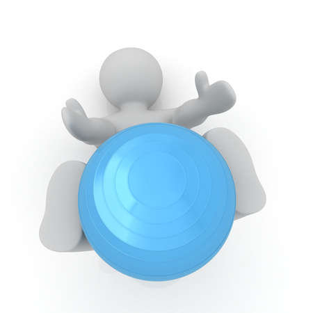 3d man exercising position on fitness ball. My biggest pilates seriesの写真素材