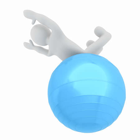3d man exercising position on fitness ball. My biggest pilates seriesの写真素材