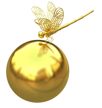 Dragonfly on abstract design sphereの写真素材