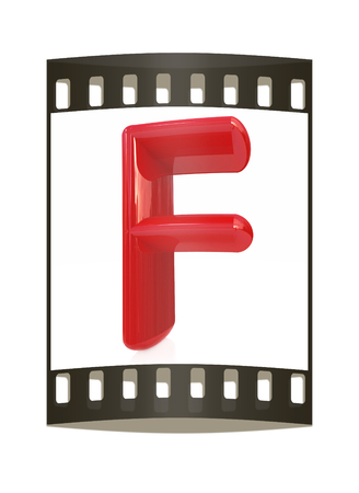 Alphabet on white background. Letter "F" on a white background. The film stripの写真素材
