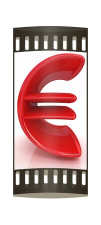 3d illustration of text 'euro' on a white background. The film stripの写真素材