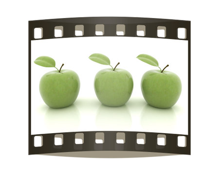 apples on a white background. The film stripの写真素材