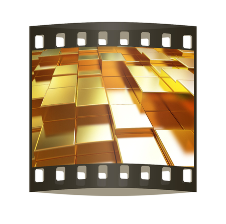Gold urban background (close-up). The film stripの写真素材
