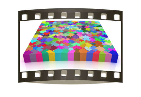 Many-colored puzzle pattern (removable pieces). The film stripの写真素材