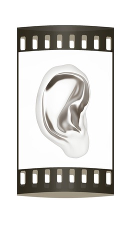 Ear metal 3d render isolated on white background. The film stripの写真素材