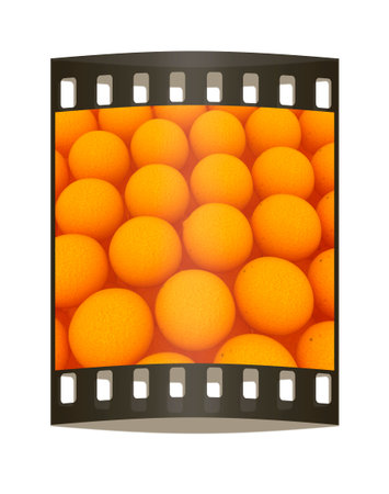 Many oranges are beautiful orange background. The film strip