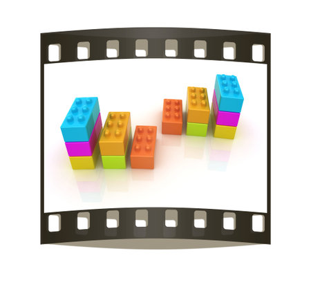 Building blocks efficiency concept on white. The film strip