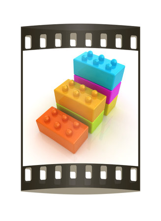 Building blocks efficiency concept on white. The film strip