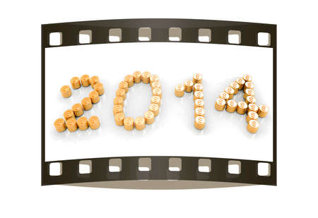 New Year 2014 on a white background. The film stripの写真素材