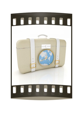 Suitcase for travel. The film stripの写真素材