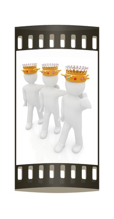 3d people - mans, persons with a golden crown. Kings. The film stripの写真素材