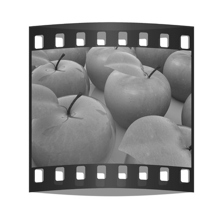 apples on a white background. The film stripの写真素材