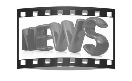 3D text "news" on a white background. The film stripの写真素材