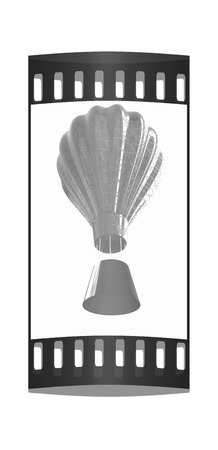 Hot Air Balloons with Gondola. Colorful Illustration isolated on white Background. The film stripの写真素材