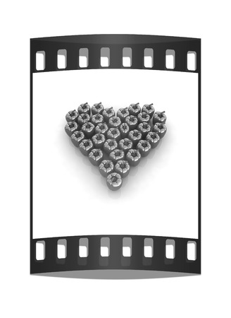 Bulgarian Pepper Heart Shape, On White Background. The film stripの写真素材