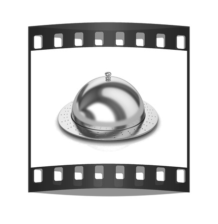 Restaurant cloche isolated on white background. The film stripの写真素材