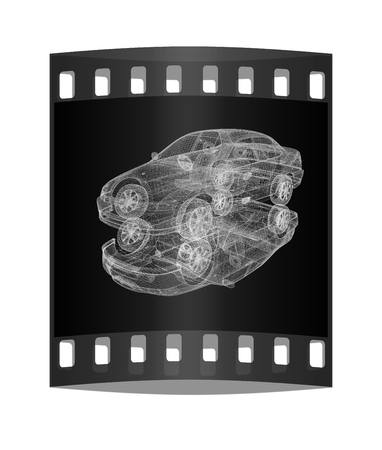 Model cars. 3d render. The film stripの写真素材