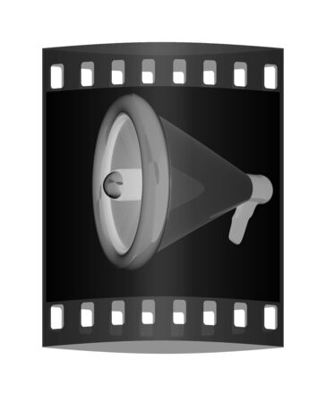 Loudspeaker as announcement icon. Illustration on black. The film stripの写真素材