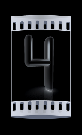 Number "4"- four on black background. The film stripの写真素材