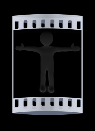 3d man isolated on white. Series: morning exercises - arms to the side. The film stripの写真素材