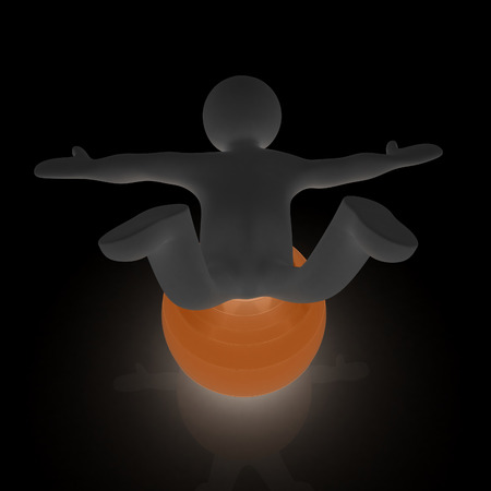 3d man exercising position on fitness ball. My biggest pilates seriesの写真素材