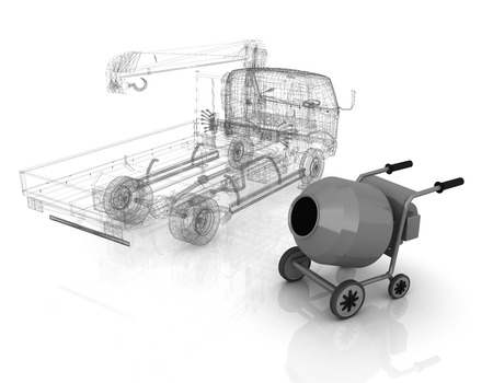 3d model concrete mixer and truckの写真素材