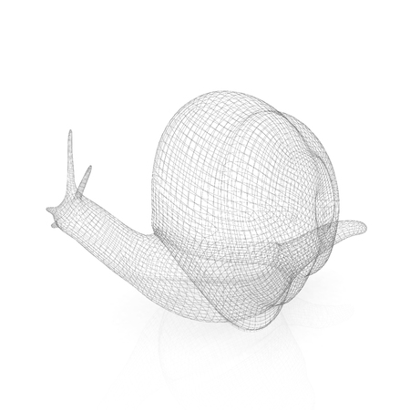 3d fantasy animal, snail on white backgroundの写真素材