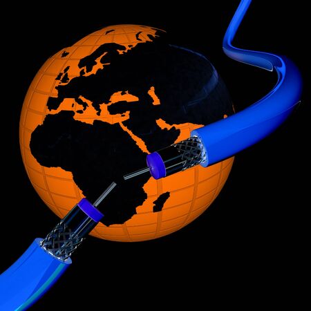 Cables for high tech connect and Earthの写真素材