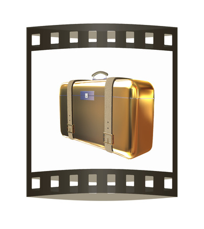 Golden suitcaseの写真素材